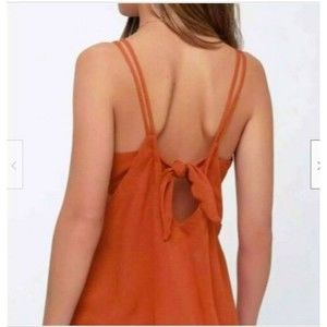 Lulu's women's Tank Top Size Medium Orange Boho Tie Back Top adrift